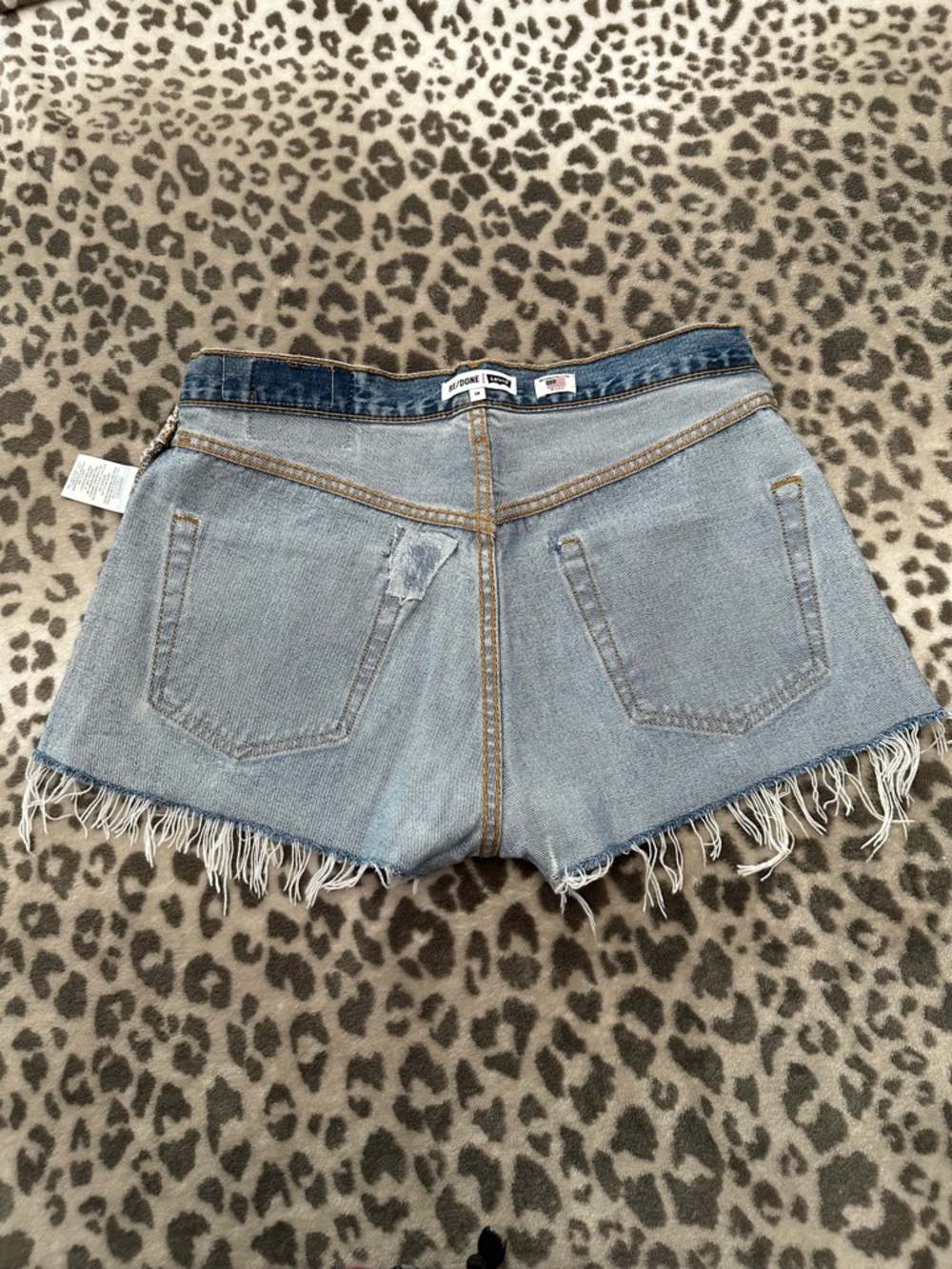 Levi's RE/DONE High Waisted Button Fly Cutoff Jean Shorts in Blue Wash Size 28 - Picture 13 of 17